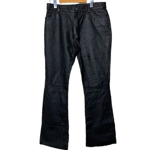 Fairweather Black Genuine Leather Pant Size 10 Motocycle Jeans Style Flare Leg